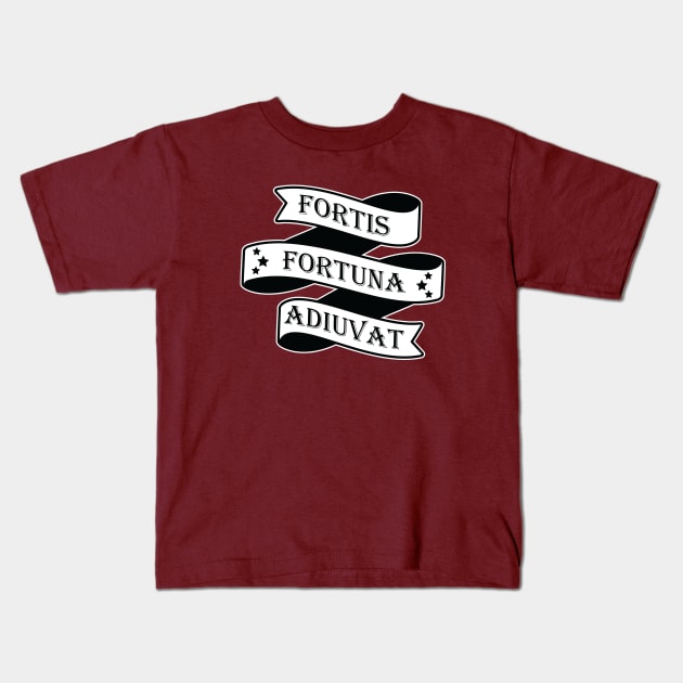 Fortis Fortuna Adiuvat (Fortune Favors the Brave) Kids T-Shirt by Merch House